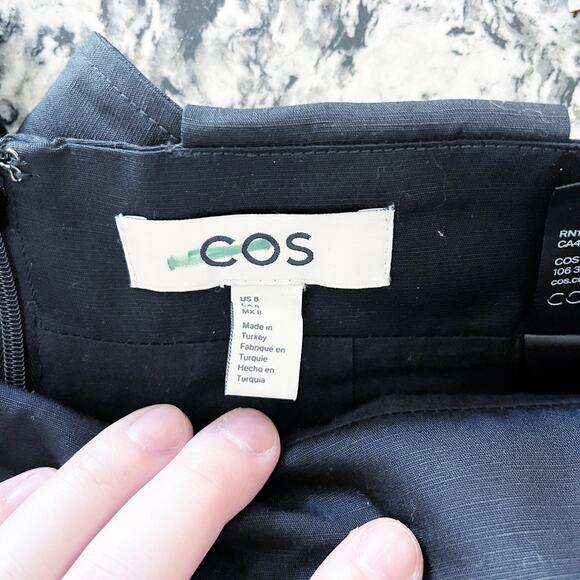 COS Black Belted A-Line Mini Skirt - Picture 3 of 9